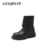 women's autumn and winter new European and American fashion simple wild thick heel short boots round toe short