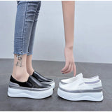 Women Slip on Loafers Ladies Sewing Platform Vulcanized Shoes Woman PU Leather Fashion Casual Footwear Female Comfort Shoe