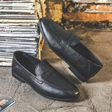 Breakj New Men's Leather Shoes Breathable Lazy Business Leisure One Foot Pedal Bean Shoes British Style Men's Shoes