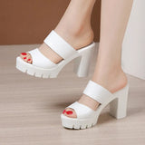 Sandals And Slippers Women's Summer 2023 New Waterproof Table Thick Soles Thick Heel Slippers Large Size Lacquered Leather