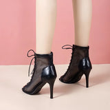 Women's Sandals 2023 High Quality Air Mesh Sexy High Heels Open Toe Gladiator Sandals Black Summer Dance