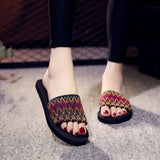 Shoes Summer Bohemia Floral Beach Sandals Pink Bow Slippers Flip Flops For Women Platform Sandals Beach Slippers