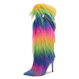 Breakj Boots New High Heel Boots Pointed Niche Metal Chain Pedal Stiletto Shoes Large Size Boots