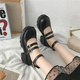 Jane Shoes Square Heel Thick Bottom Buckle Single Shoes Lolita Pumps Women Lolita shoes platform zapatos de mujer