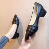 Breakj Women's Business Side Heel Single Shoe Tips Heel Small Leather Shoes Four Seasons Elegant Fashion High Heels