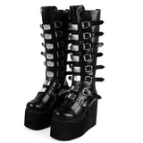 New Punk Women Boots Hot High Heels Big Size 43 Gothic Style Thick Bottom Wedges Shoes Fashion Ankle Boots Woman Pumps