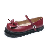 Shoes Women 2021 Lolita shoes bow red white Autumn Singles Japanese Cute Round Head Soft Girl Loli Shoes Mary Jane