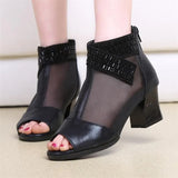 Women Sandals Summer Fashion High Heel Sandals Crystal Casual Ladies Shoes 6cm High Heels Plus Size Sandalias