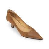 Breakj Spring And Summer New Splicing Brown Light Mouth Single Shoes Female French Pointed Female Thin Heel Simple Temperament High