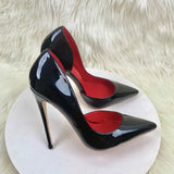 Breakj Air Red-Soled Black High-Heeled Women 2025 New Sexy Temperament Fine-Cut Sharp Leather Shallow Commuting Single