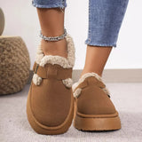 Breakj Fashion Autumn And Winter Thick Bottom Plush Buckle Warm Cotton Slippers Casual Large Size New Women's