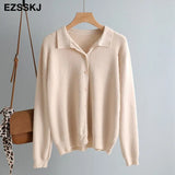 autumn short knit cardigans Women casual loose Square collar button sweater Cardigans Outwear female basic jacket