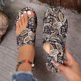 Breakj Sandals Women's National Style 2025 Summer New Breathable Printing Cover Roman Style Cool Slippers