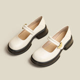 Breakj Sole Loafers Female Retro British Style Pine Platform Small Leather Shoes Thick Heel Mary Jane Single Shoes Casual