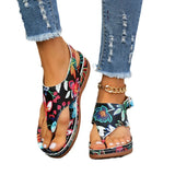 Breakj Large-Size New Word Sandals Women's National Style Embroidery After Buckle And Sloping Trendy Sandals