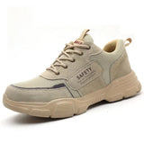 Safety Work Shoes With Steel Toe Kevlar Puncture-Proof Anti-Smashing Ankle Boots Protective Sneakers Casual Leather