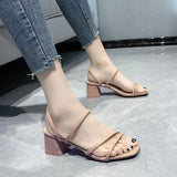 Women Peep Toe Casual Bow Knot Pot Square Heels Summer Slipper Slip on Breathable Beach Summer Sandals Shoes