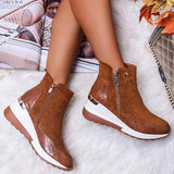 Women Ankle Sneakers Boots Autumn Winter High Top Vulcanize Shoes Women Platfrom Wedges Shoes Zipper Sneakers Female