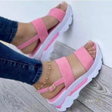 Summer New Large Size Women's Shoes Wide A Word With Sweet Wind Platform