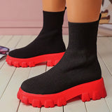 Ankle Boots Platform Knitted Ladies Autumn Socks Boots for Women Fashion Female Booties Plus Size High Heel Boot
