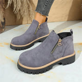 Breakj Round Head Side Zipper Martin Boots Short Boots Coarse And New Autumn And Winter Large-Size Women's Short