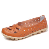 Genuine Leather Shoes Women Flats Spring Soft Slip-On Loafers 2019 New Arrival Cut-Outs Flat Peas Non-Slip Shoes