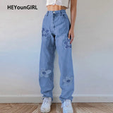 Floral Patchwork Casual Vintage Jeans Women High Waist Denim Pants Capris Fashion Elegant Trousers Ladies Summer