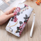 Fashion Women's Rose Print Wallet Long Handbag Fashion Wild Zipper Clutch Bag Multi-card Wallet Purse Card Holder