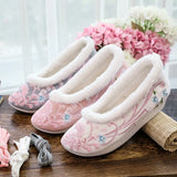 Breakj Shoes, Hanfu Shoes Single Shoes / Cotton Shoes Ancient Costume Ming Embroidered Cloth Shoes Warped Head