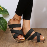 Breakj Casual Cool Drag Woman 2025 New Flat Bottom Thick Bottom Cross-Woven Solid Color Cold