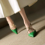 Summer Women Rivet Stiletto High Heels Sexy Pointed Female Word Belt Rivet Sandals Sandals Women Women Sandals Shoes