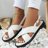 Vinatge Back Strap Flat Sandals Woman 2023 Summer Plus Size Low Heel Sandles for Women Anti-Slip Beach Shoes