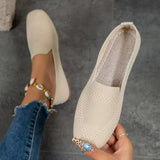 Breakj 2024 New Plus Size Square Head Flat Fly Woven Single Shoes Women's Foot Pedal Casual