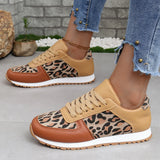 Breakj Large Code New Splicing Tie Sneakers 2025 Low-Top Leopard-Print Sports Casual Shoes