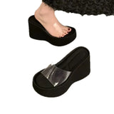 Transparent High Heels Slippers Women Wedges Shoes Platform Sandals 2024 Summer Slides Flip Flops Slingback Pumps