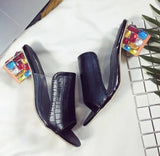 Women Fashion Summer Crystal Sandals Rhinestone Heels Open Toe Shoes Woman Colorful Ladies Beach Flip Flops