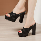 Thick-Heeled Slippers Women's Thick-Soled Waterproof Platform Fish Mouth 2023 New Summer Fashion Women Wearing Hollow-Out Sandals And