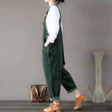 Kaftan Corduroy Overalls Womens Jumpsuits 2022 Autumn Harem Pants Casual Long Pantalon Palazzo Female Button Rompers
