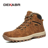 Non-slip Winter Plush Warm Men Boots Waterproof Leather Men Snow Boots Working Men Ankle Boots High Top Men Shoes