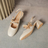 Breakj Spring And Summer New French Sandals Women's Low Heel Mary Jane Bow Evening Wind
