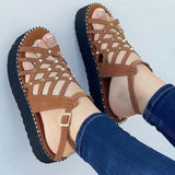 Women Sandals Summer 2022 New Rivets Platform Sandals Flat Heels Shoes Women Summer Sandalias Mujer Elegant Medium Heel