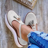 Bow Spring Summer Shoes Women Hemp High Heel Platform Outdoor Leisure Buckle Slippers Beach Sandals Ladies Sexy T-Strap