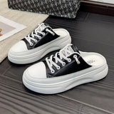 Semi-Slippers Women Wear Online Celebrity Ins Students' Korean Version In Spring 2024 With A Pair Of Breathable White