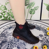 Orthopedic Boots For Women Autumn Fall Leather Shoes With Fur Black Moccasins Woman Ankle Boots Mom Plush Shoes