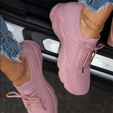 Women Mesh Vulcanized Ladies Platform Sports Shoes Female Casual Lace Up Flats Women's Comfortable Footwear Plus