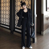 Spring autumn suit new Korean oversized suit jacket + straight casual wide-leg trousers men women intellectual elegant