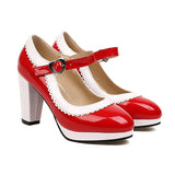 10 Colors Large Size Women Strap Pumps Patent Leather Platform Spike High Heels Round Toe Party Wedding Shoes Bridal