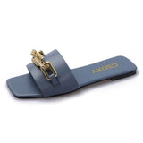 Women's Sandals And Slippers 2023 Summer New One-Shaped Metal Chain Fashionable Ladies