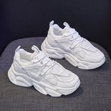 Chunky Sneakers Female Lace Up Platform Vulcanized Ladies Zip Breathable Comfort Flat Woman Casual Walk Shoes Plus