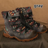Ladies Retro Bohemian Style Ankle Zip Short Boots Booties Casual Shoes Women's Winter Boots Botas mujer invierno